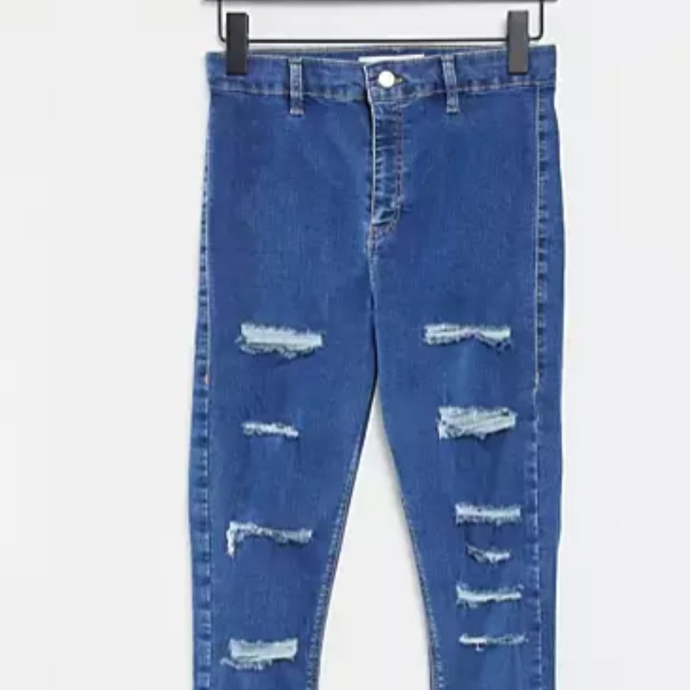Topshop Blue Ripped Joni jeans